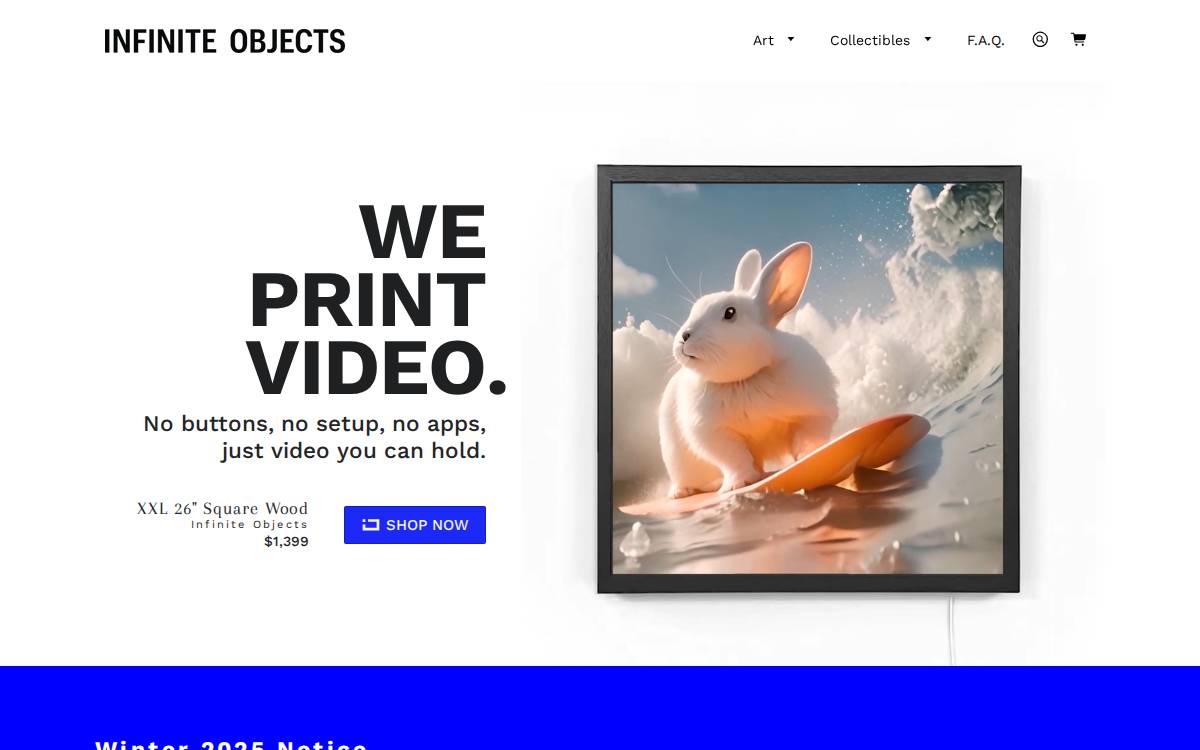 Infinite Objects website preview