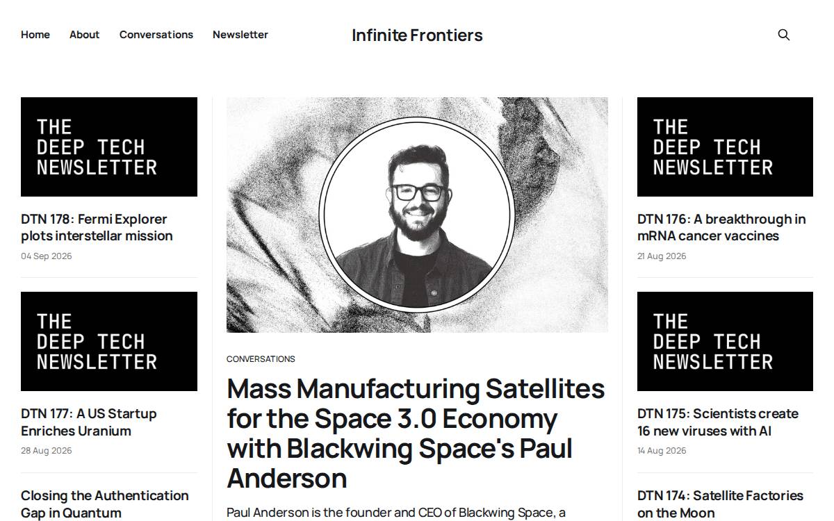 Infinitefrontiers website preview