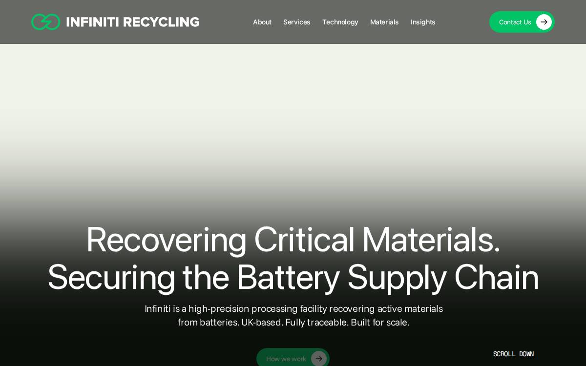 Infiniti Recycling website preview