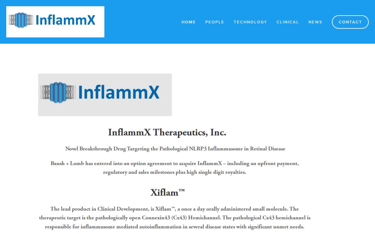 InflammX Therapeutics website preview