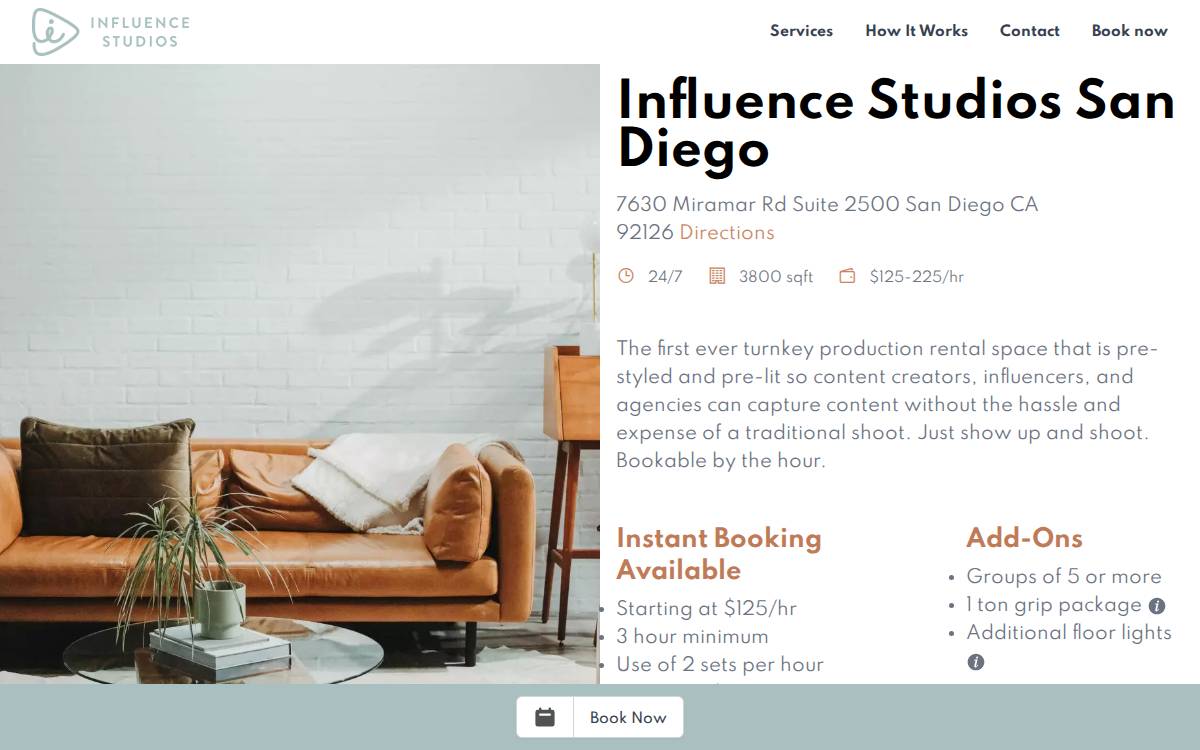 Influence Studios website preview