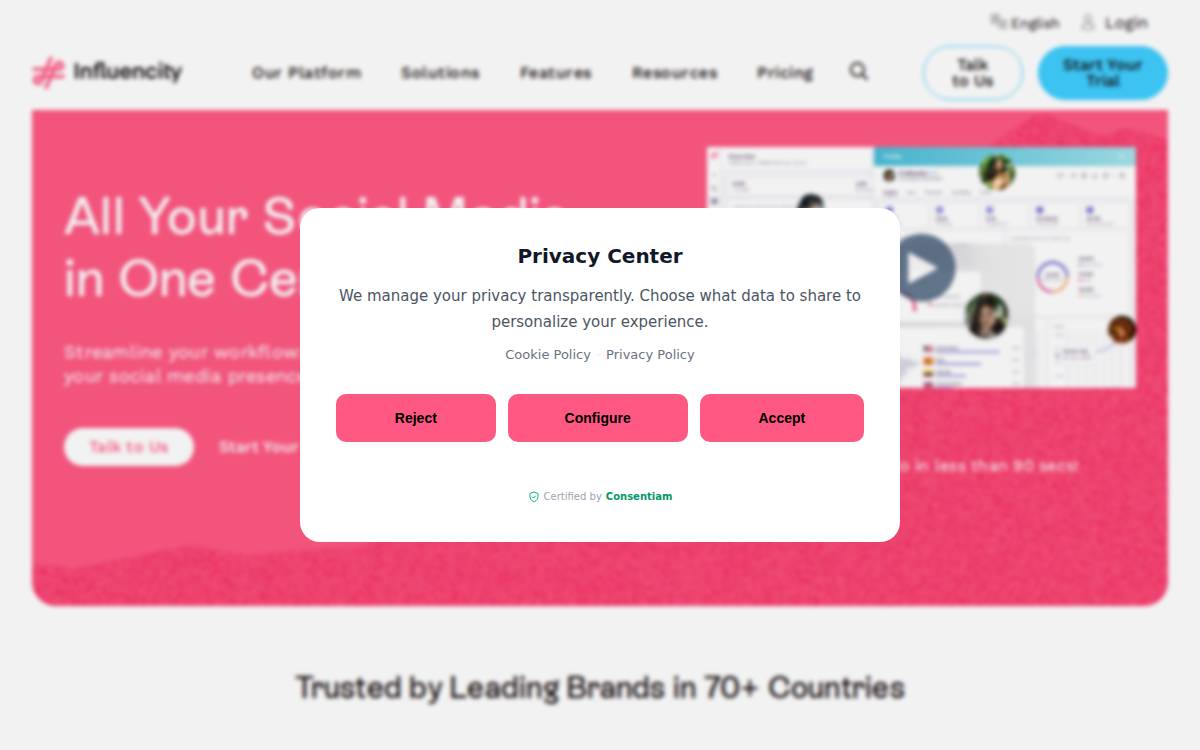 Influencity website preview