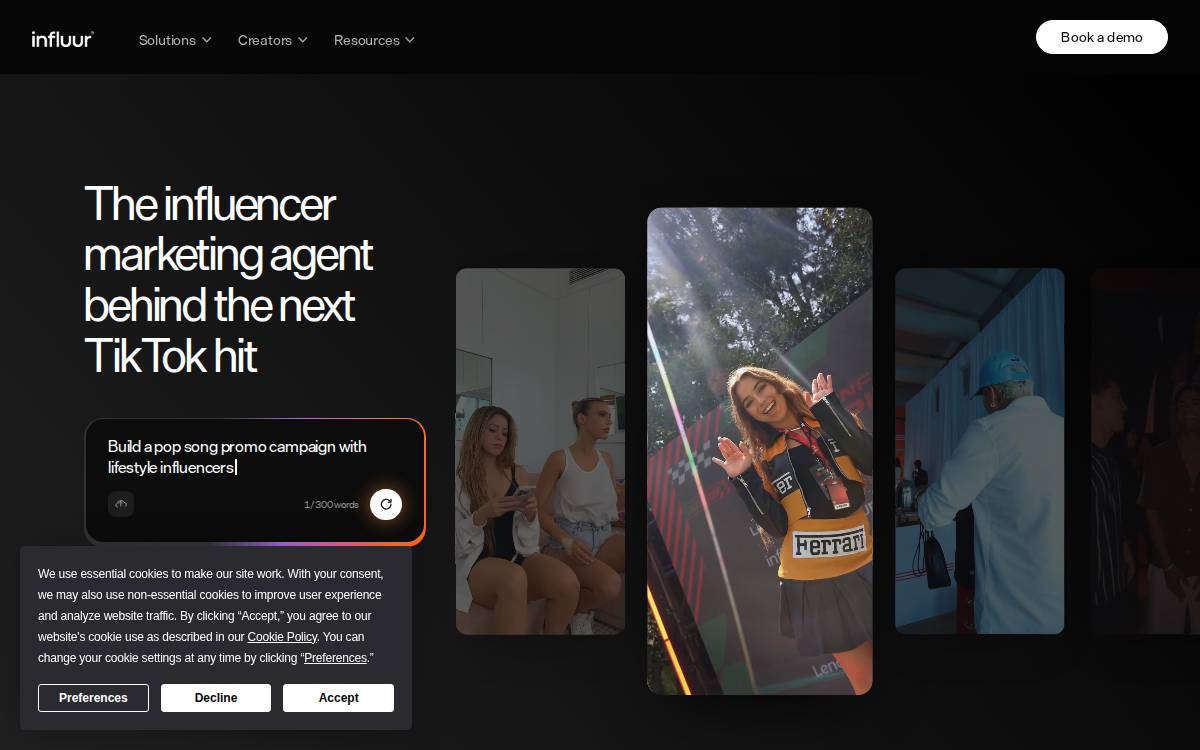 Influur website preview