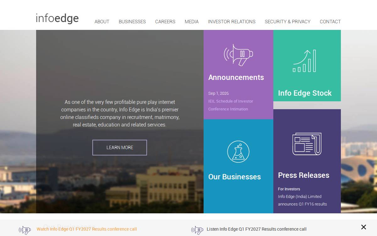 Infoedge website preview