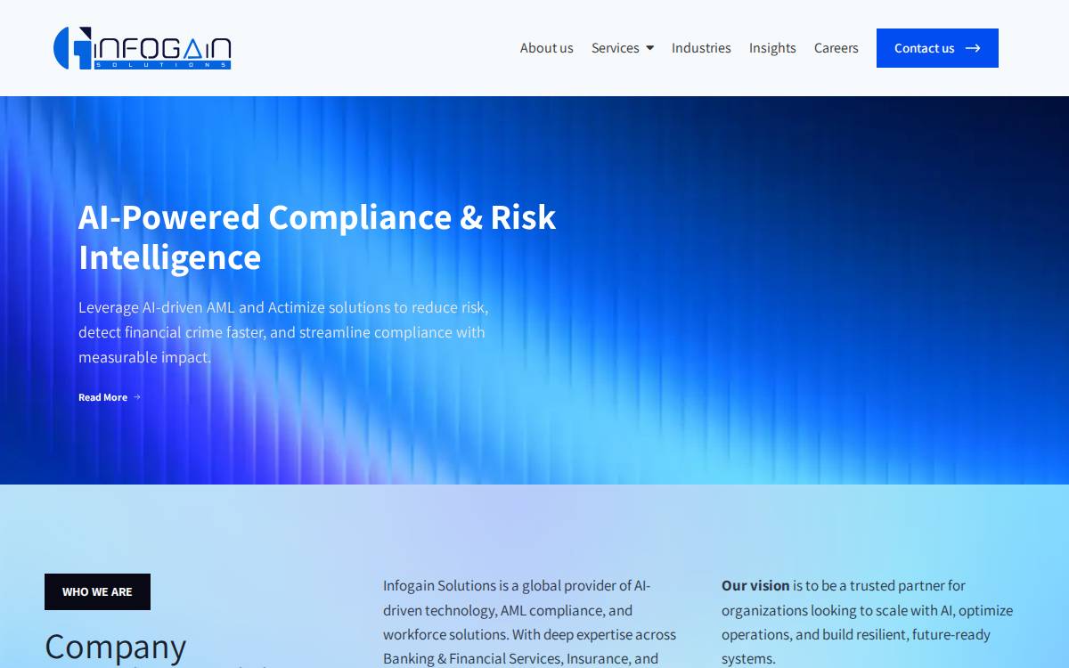 Infogain website preview