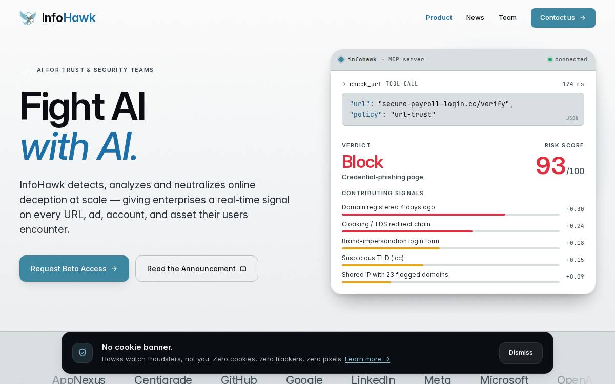InfoHawk website preview