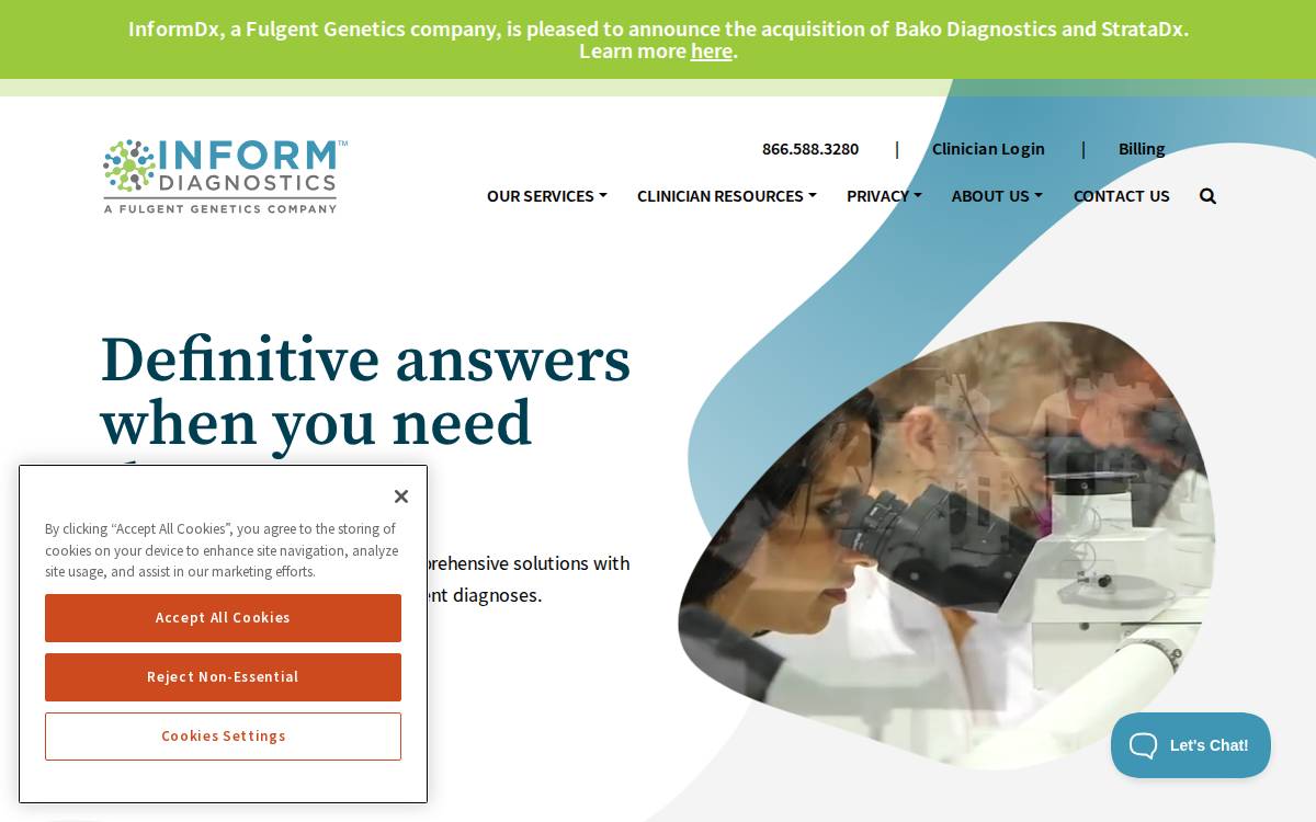 Inform Diagnostics website preview