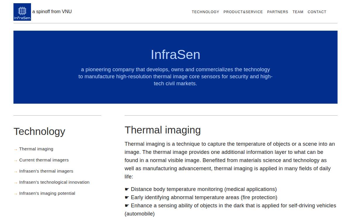 Infrasen website preview