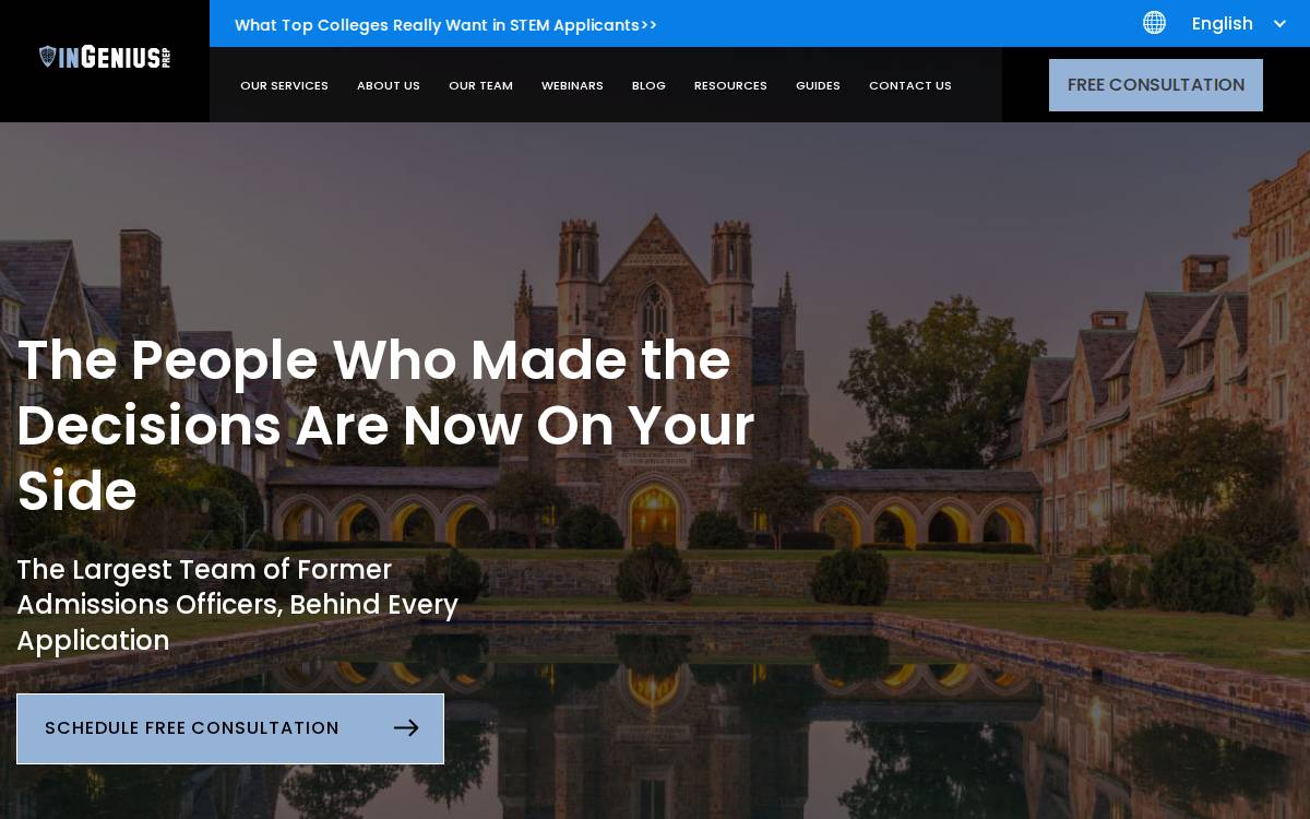 Ingenius Prep website preview