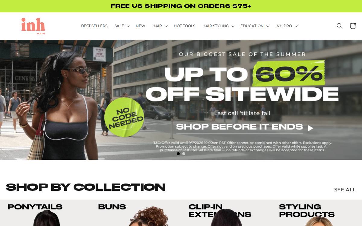 INH Hair website preview