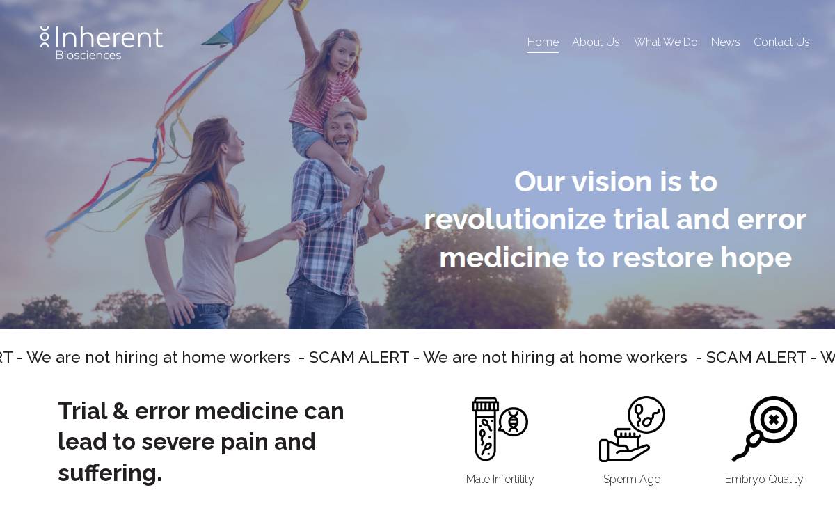 Inherent Biosciences website preview
