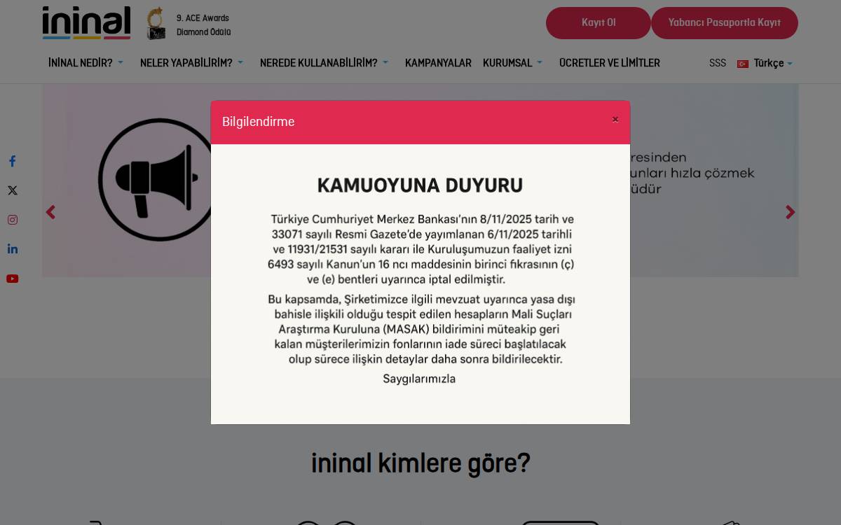 ininal website preview