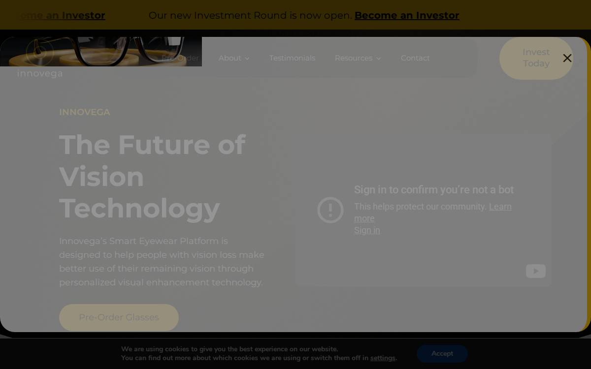 Innovega website preview