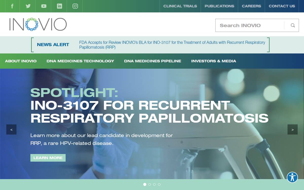 Inovio Pharmaceuticals website preview