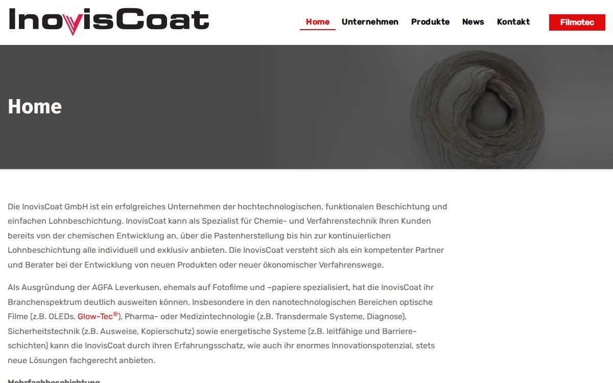 InovisCoat GmbH website preview