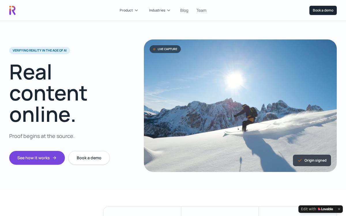 Inreality website preview