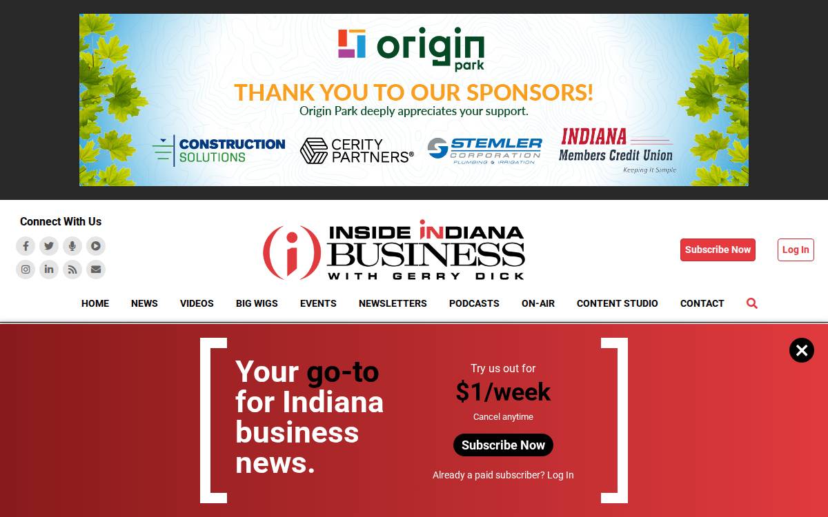 Inside INdiana Business website preview