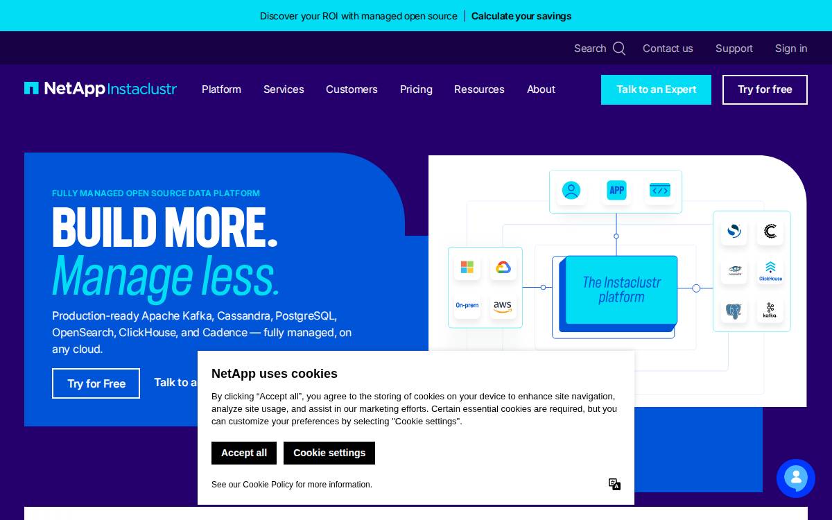Instaclustr website preview