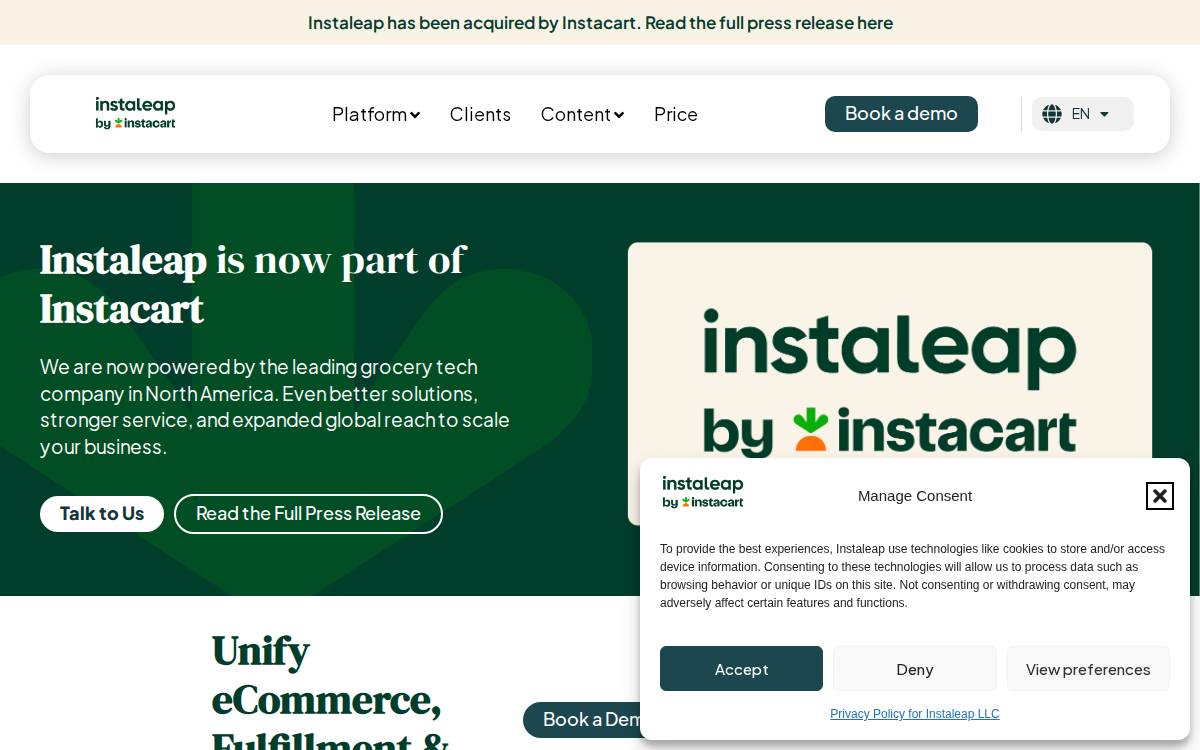 Instaleap.io website preview