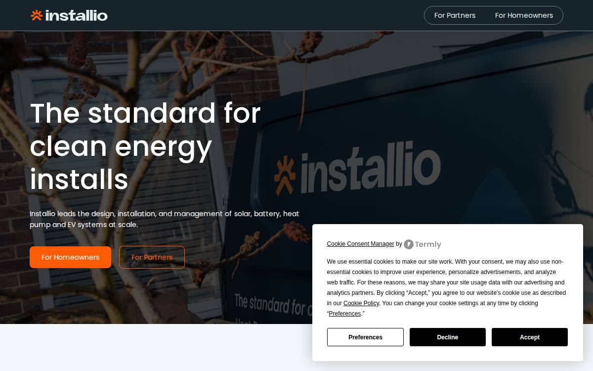 Installio website preview