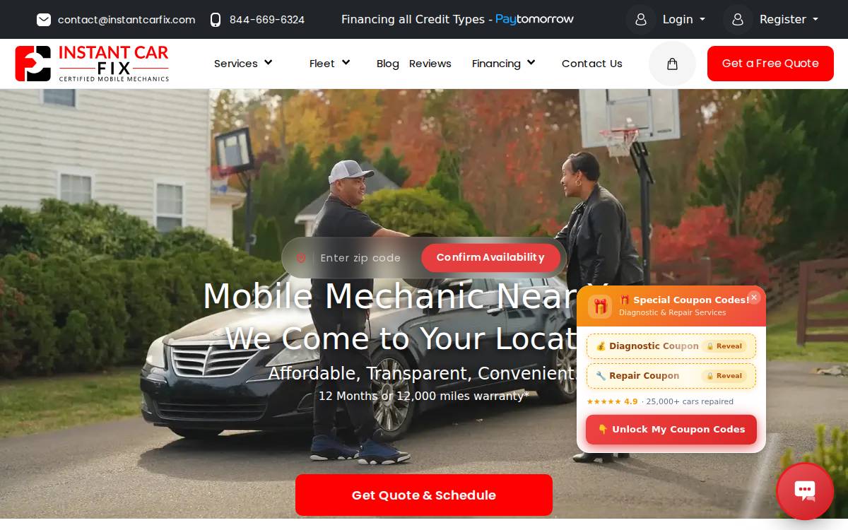 Instant Car Fix website preview