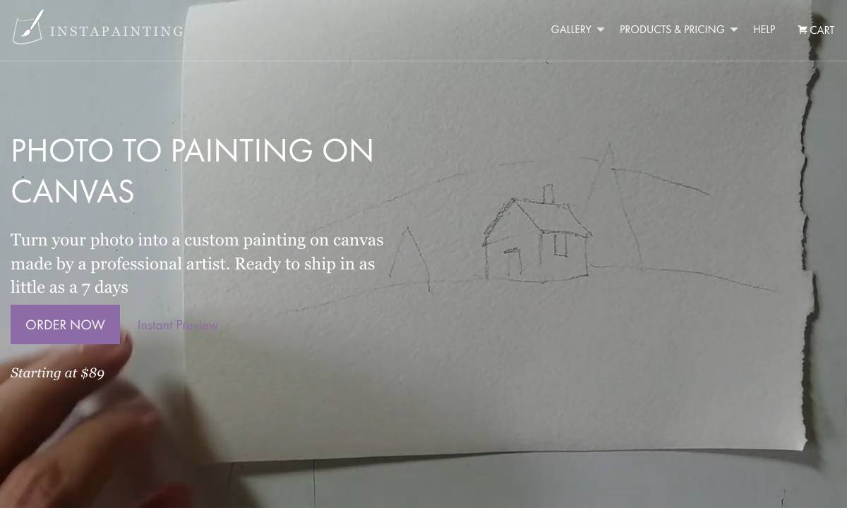 Instapainting website preview