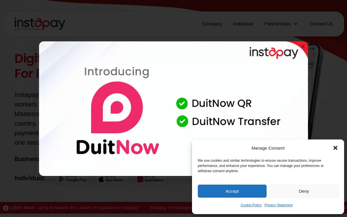 Instapay website preview