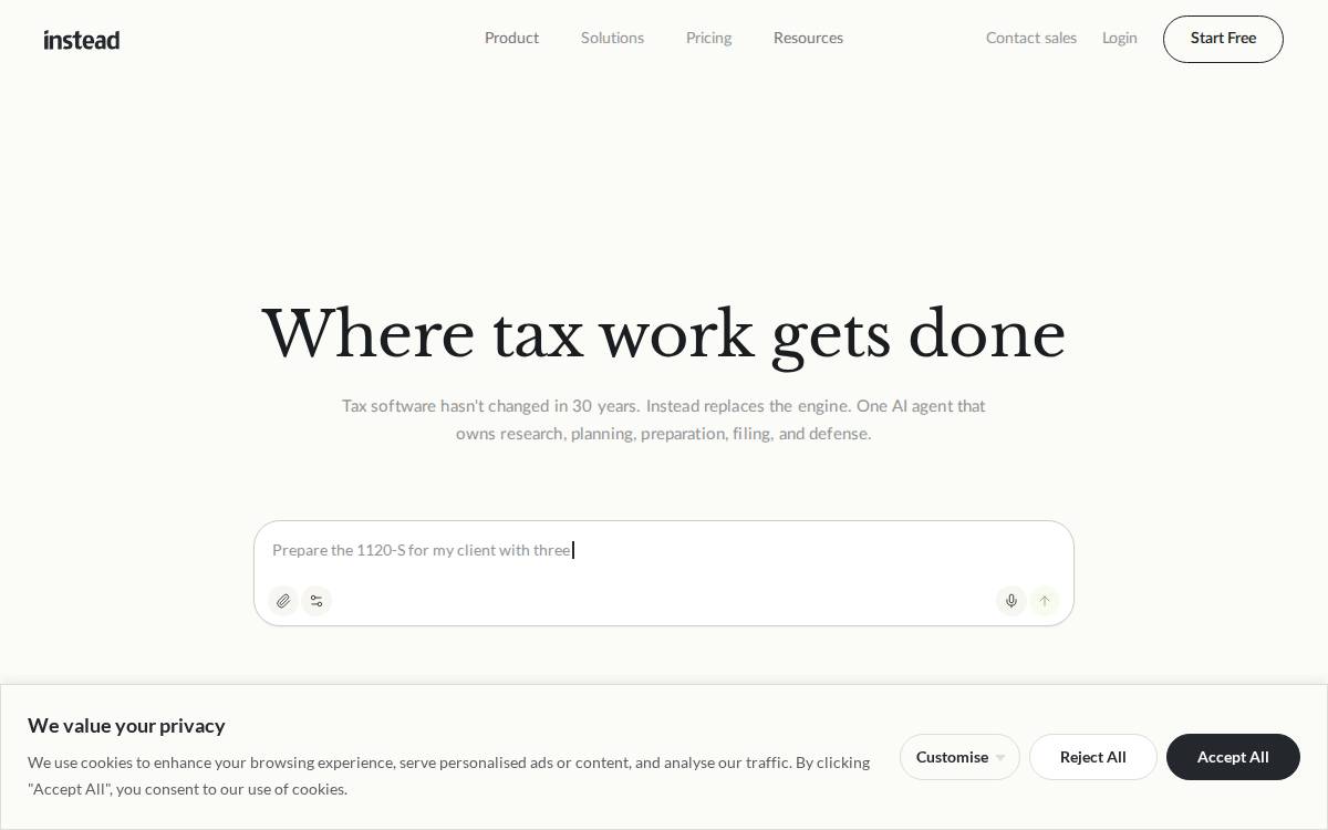Instead website preview