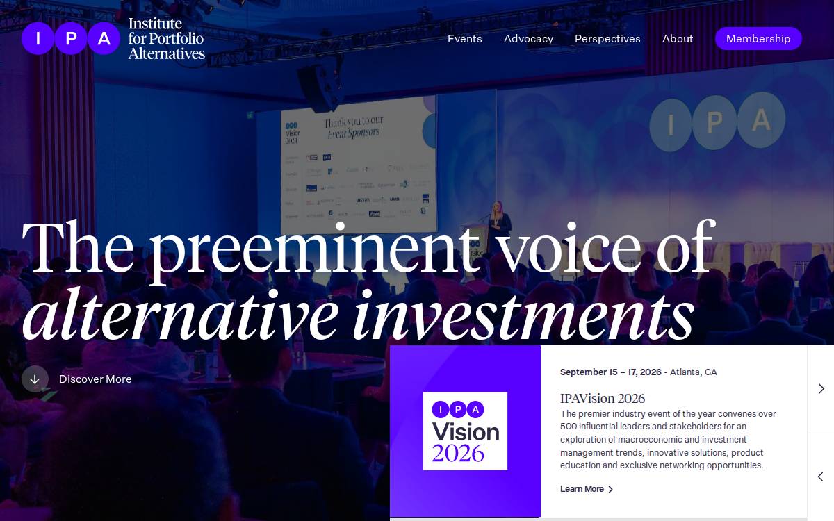 Institute for Portfolio Alternatives website preview