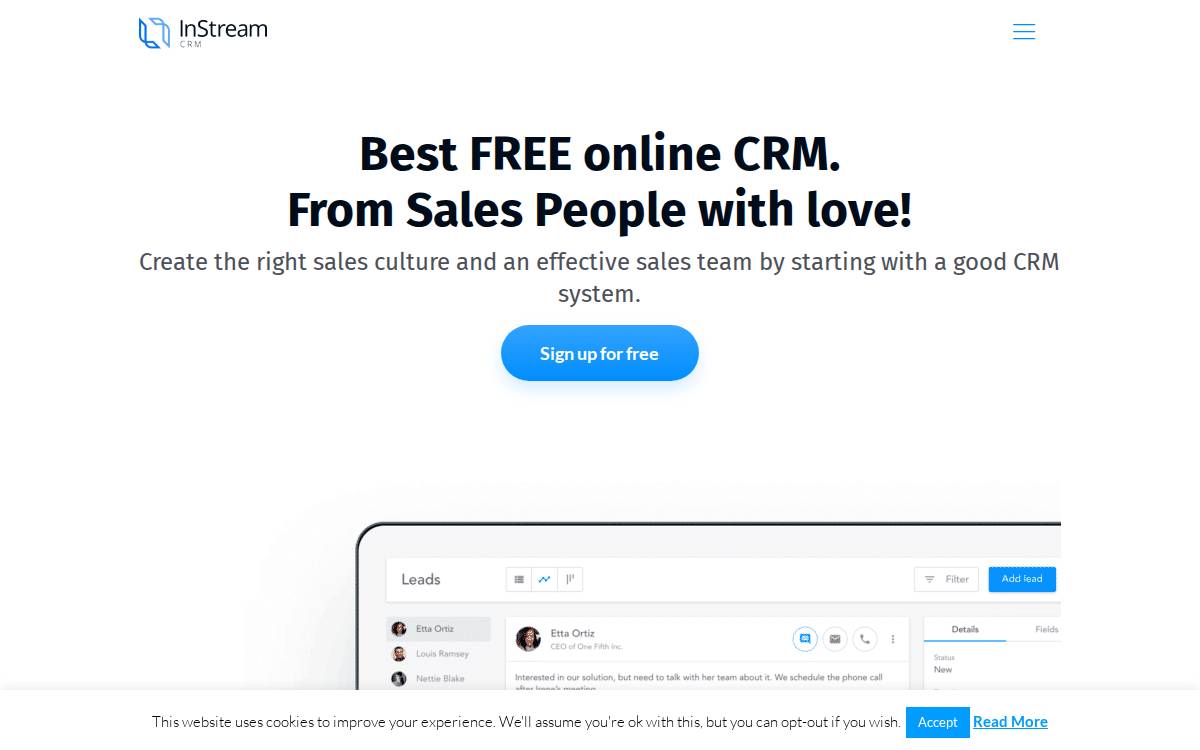 InStream website preview