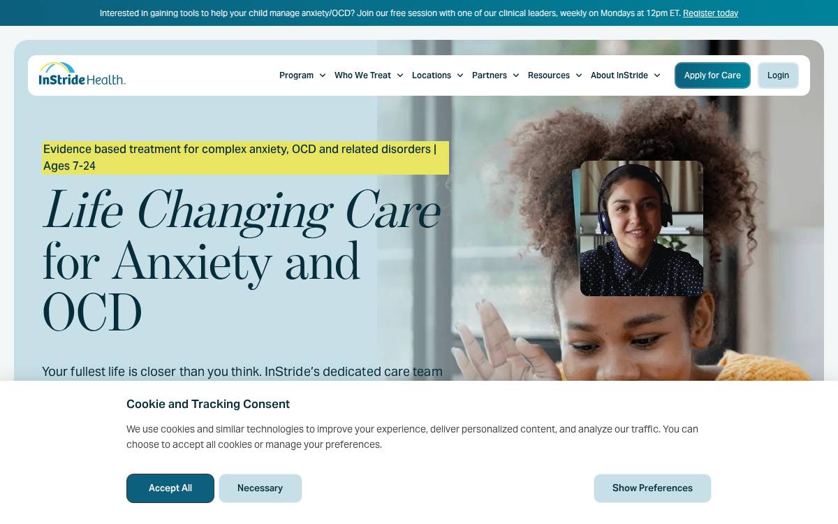 InStride Health website preview