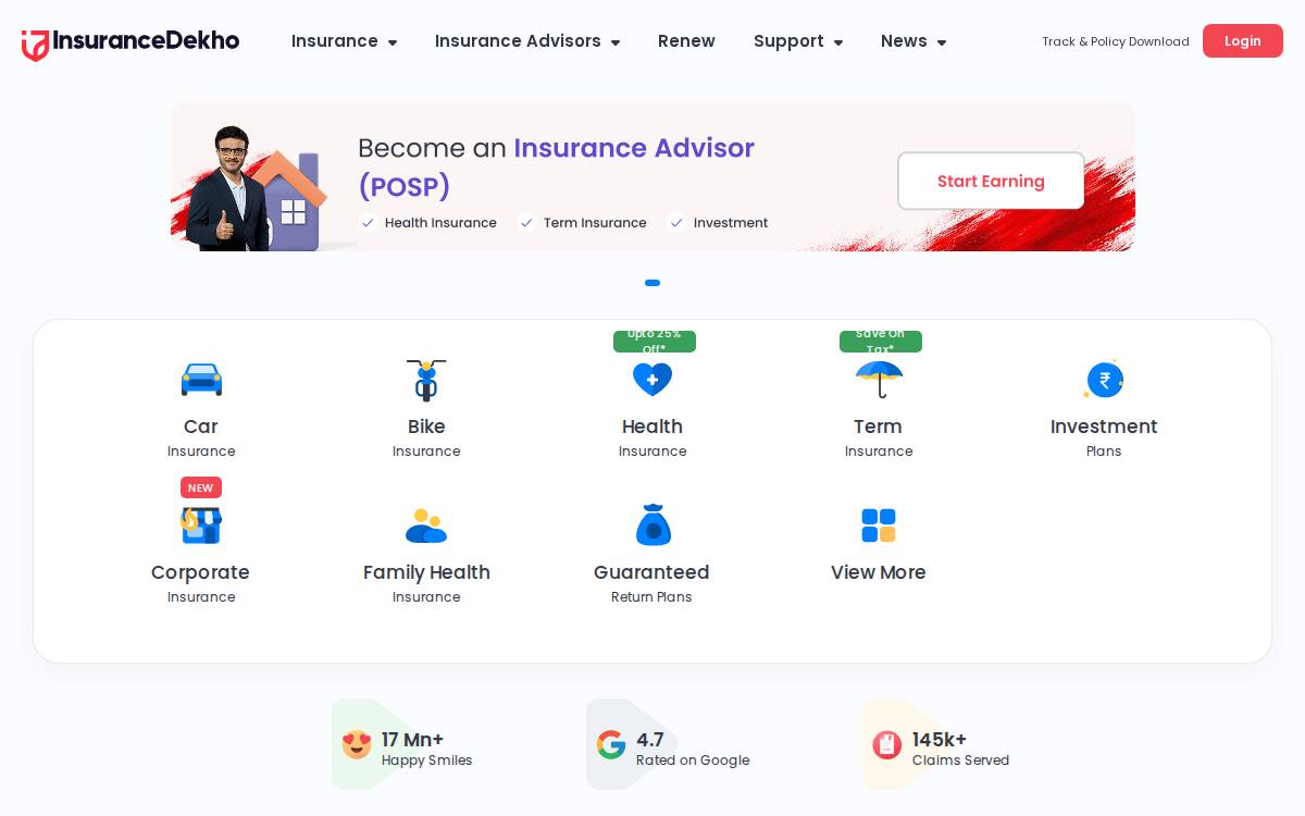 Insurance Dekho website preview