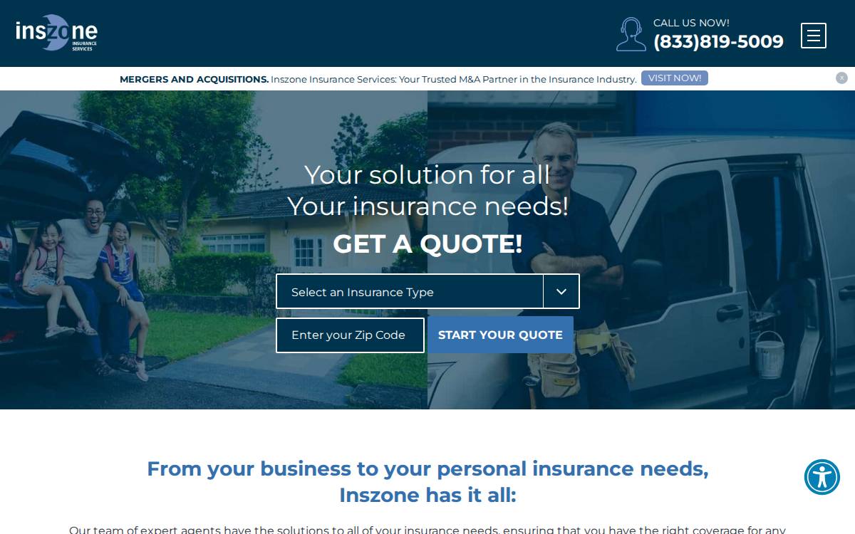 Inszoneinsurance website preview