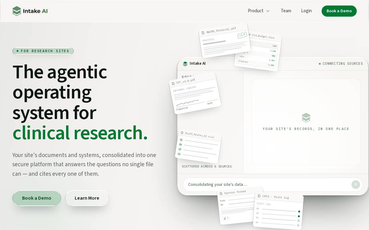 Intake AI website preview
