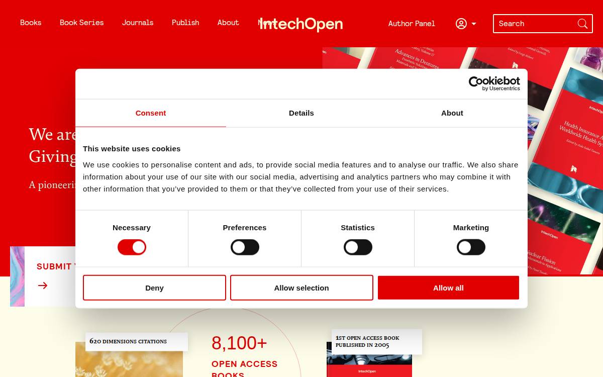 Intechopen website preview