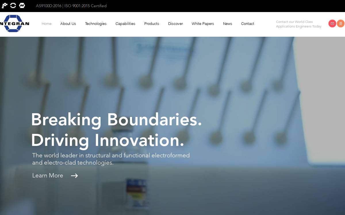 Integran Technologies Inc. website preview