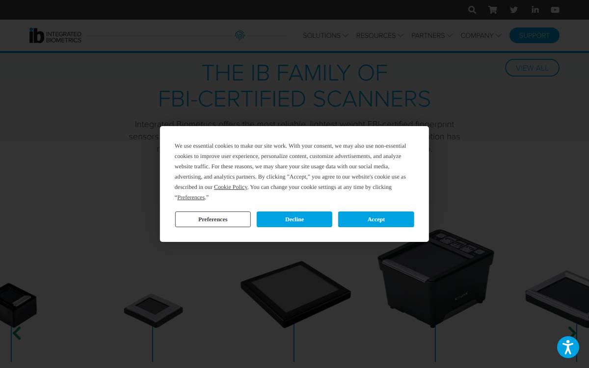Integrated Biometrics website preview