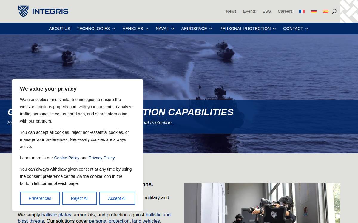 Integris Composites website preview