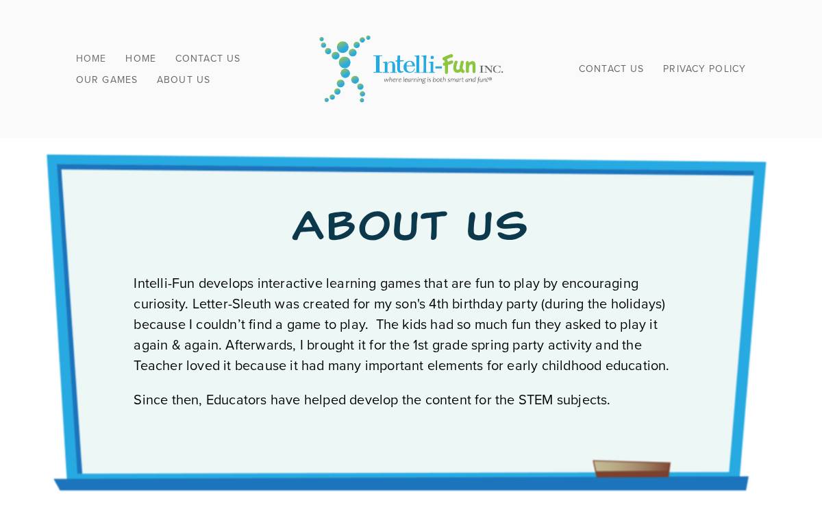 Intelli Fun website preview