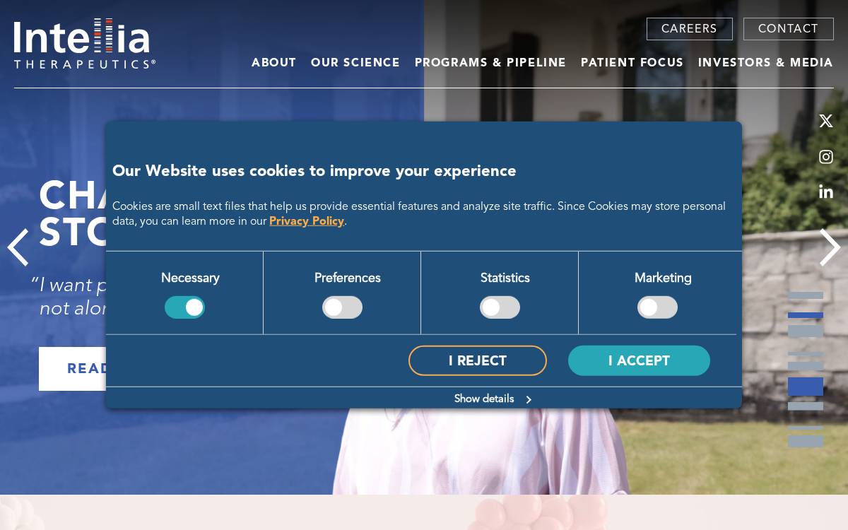 Intellia Therapeutics website preview