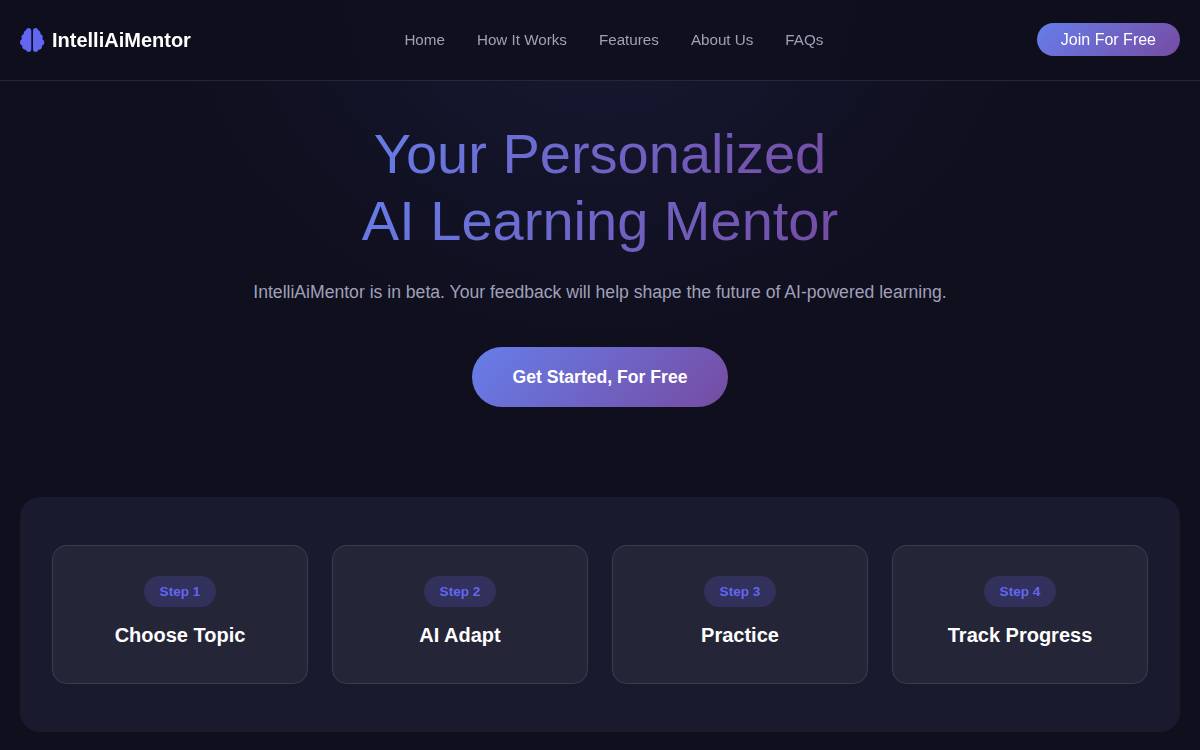 IntelliaiMentor website preview