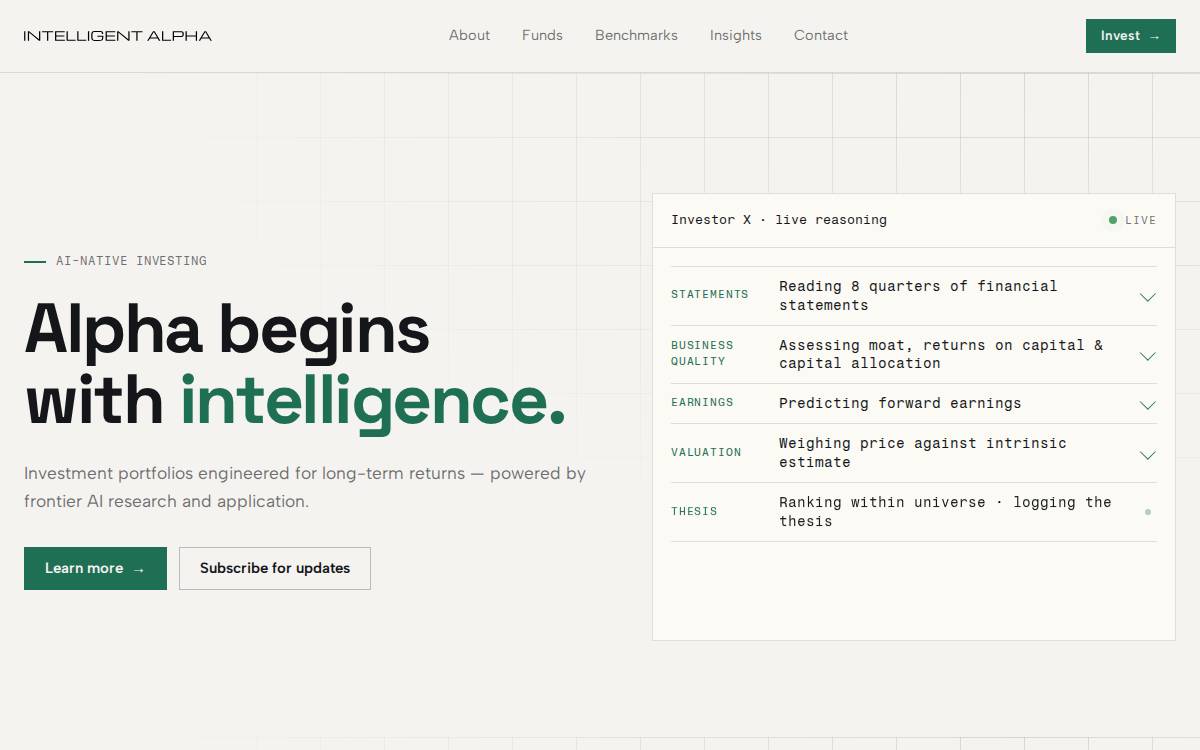 Intelligent Alpha website preview