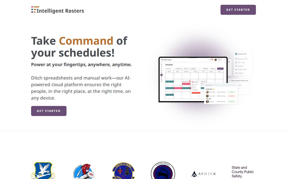 Intelligent Rosters website preview