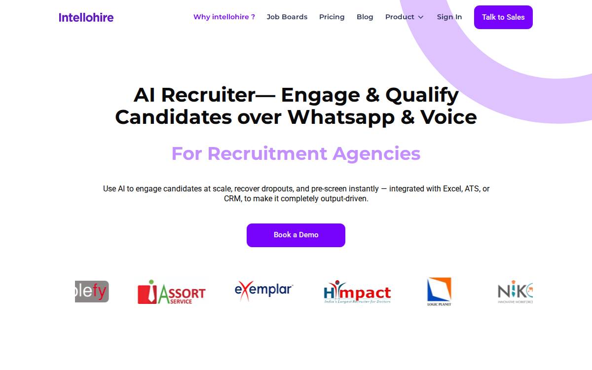 Intellohire website preview