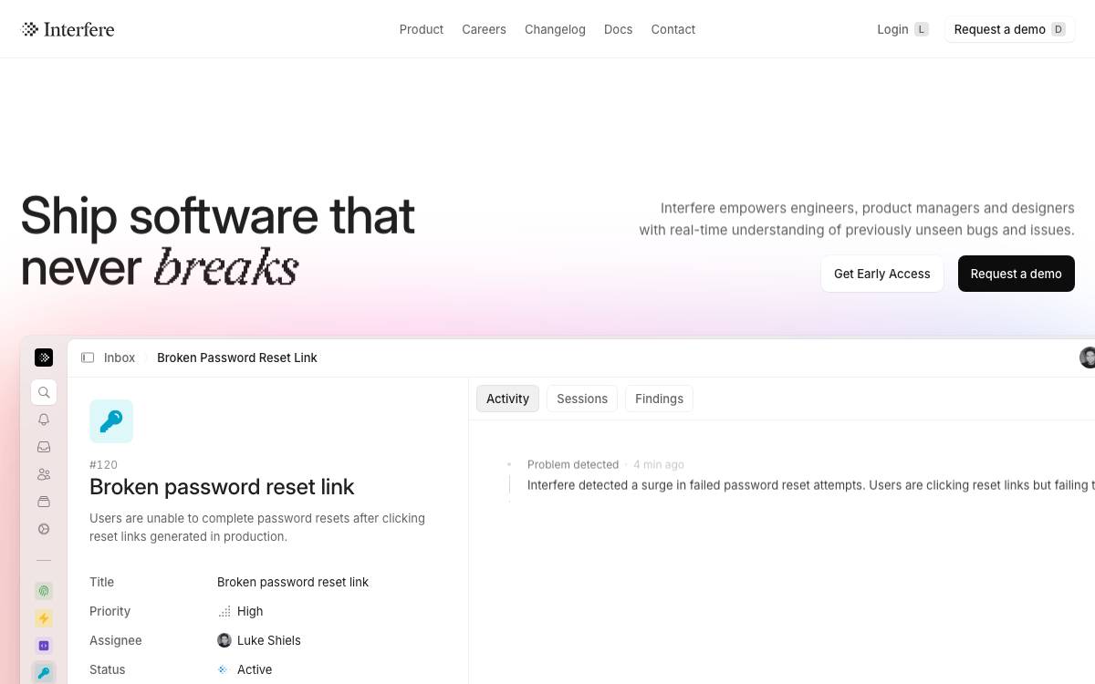 Interfere website preview