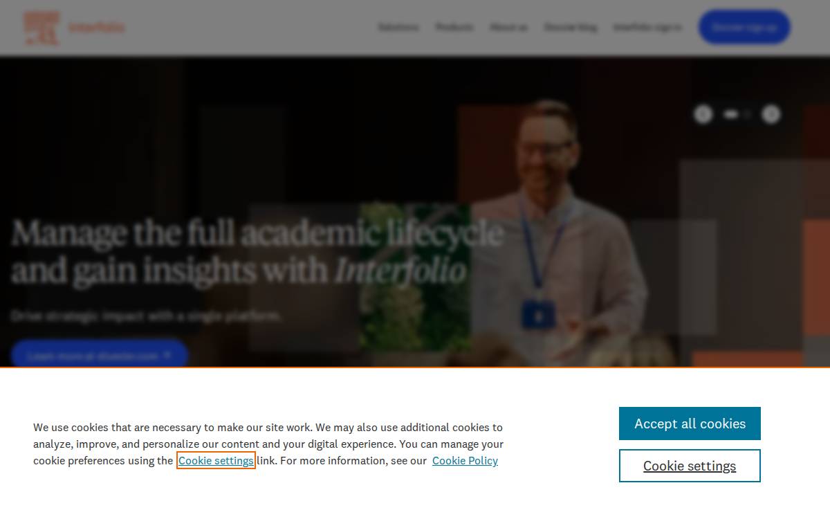 Interfolio website preview