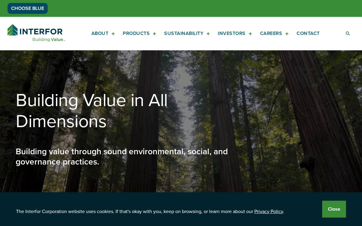 Interfor website preview