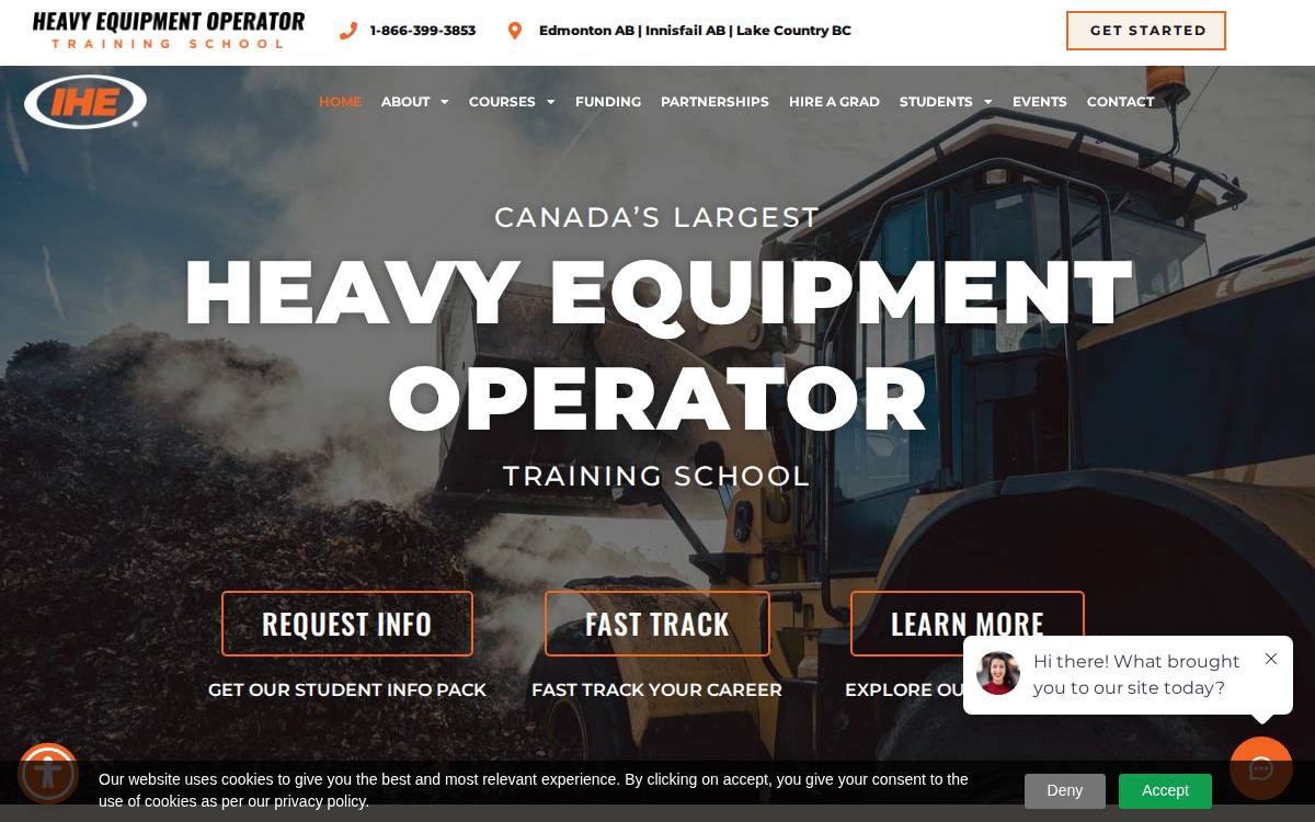 Interior Heavy Equipment Operator School Ltd. website preview