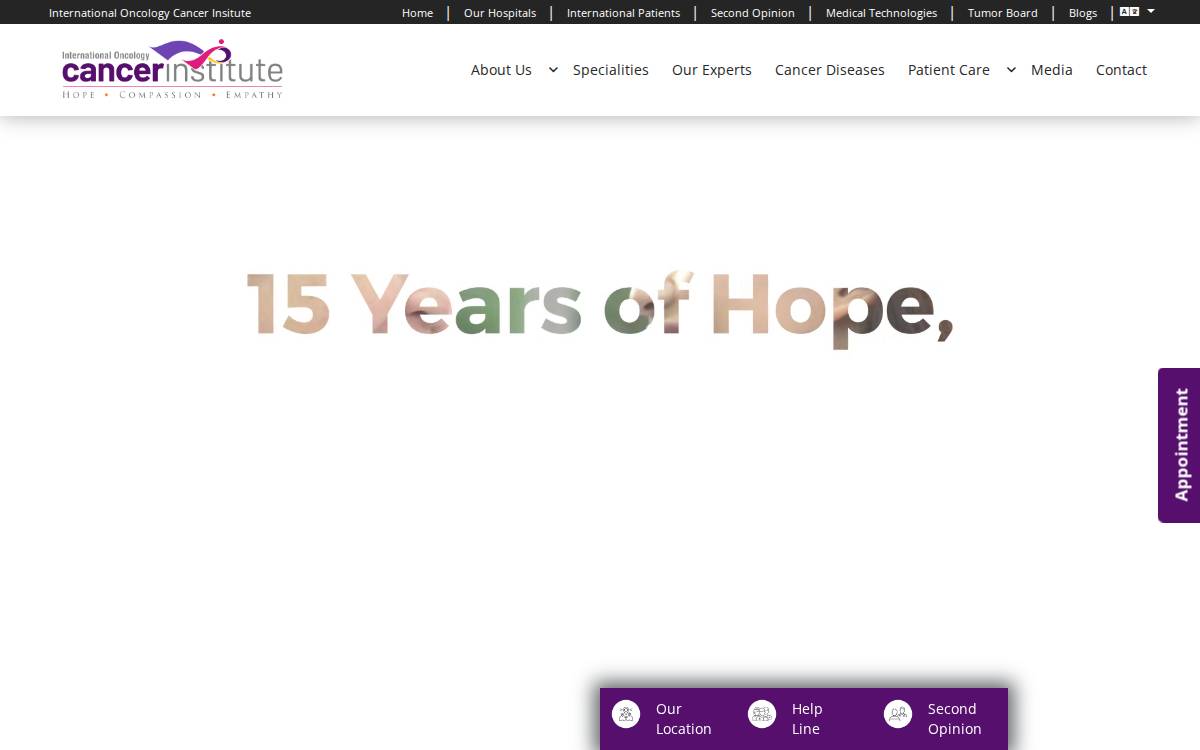 International Oncology Cancer Institute website preview