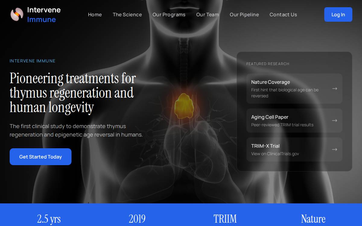 Intervene Immune website preview